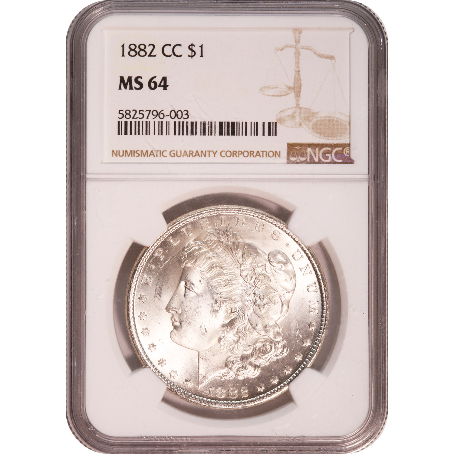 NGC MS62』アメリカモルガンダラー1ドル銀貨(1882年)O NGC MS62