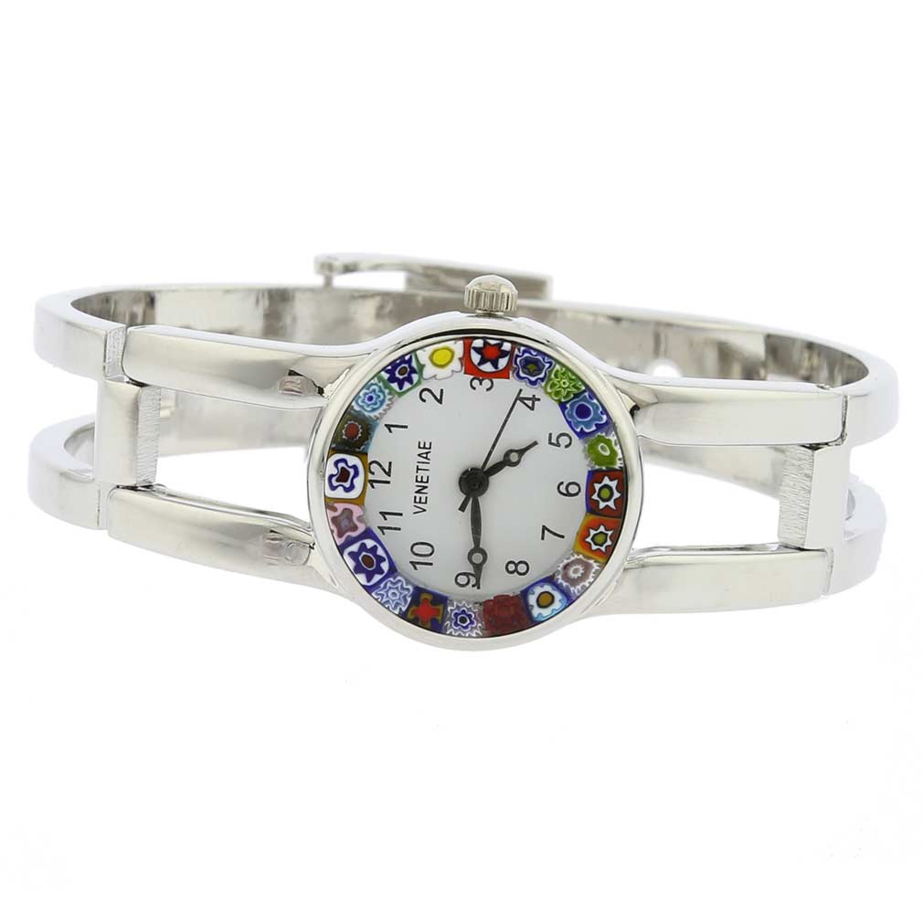 Murano Watches | Murano Millefiori Watch with Metal Bracelet