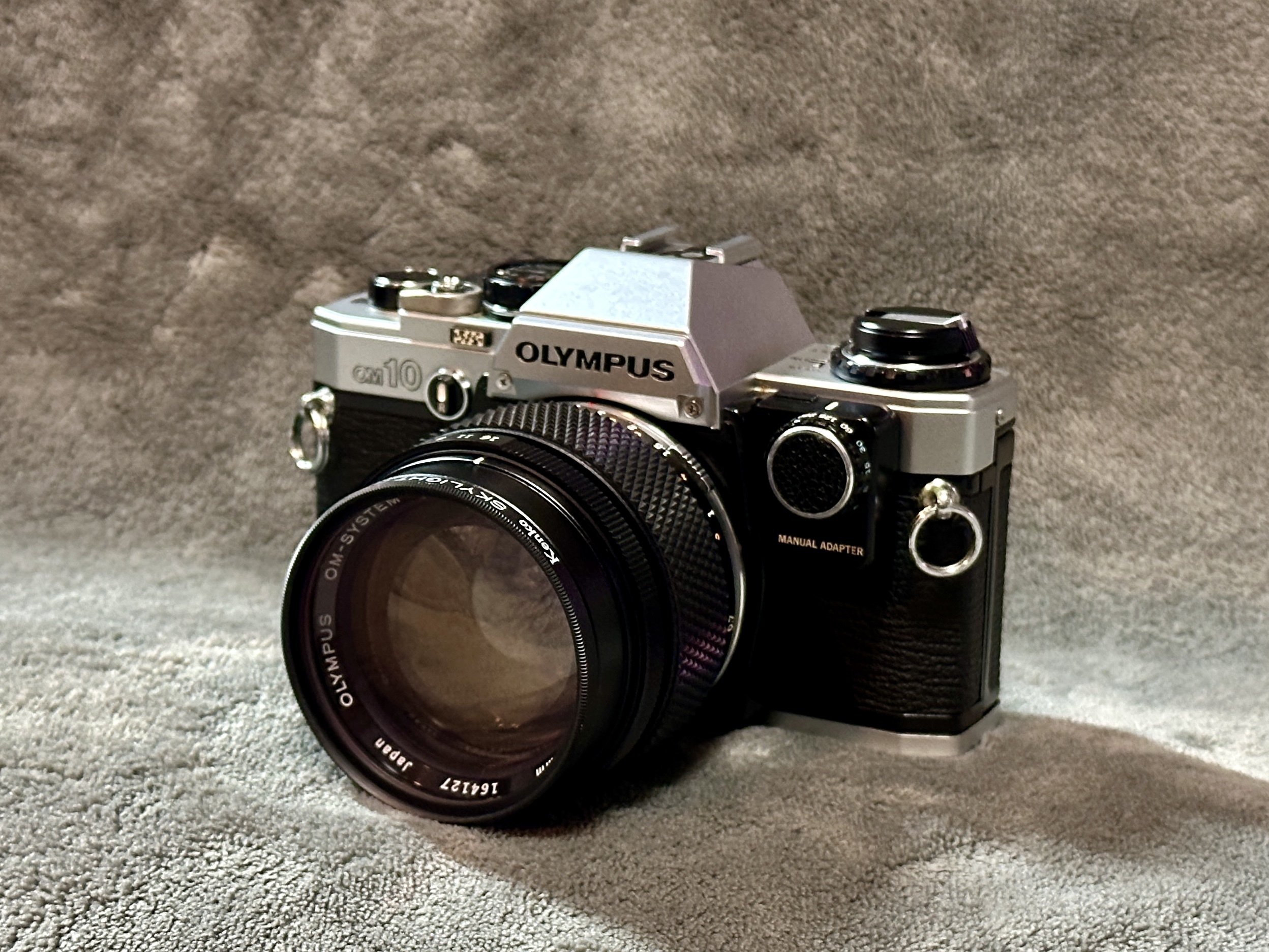 実写確認整備品】オリンパスOM10／G・ZUIKO35mmf2.8純正フード付 実写