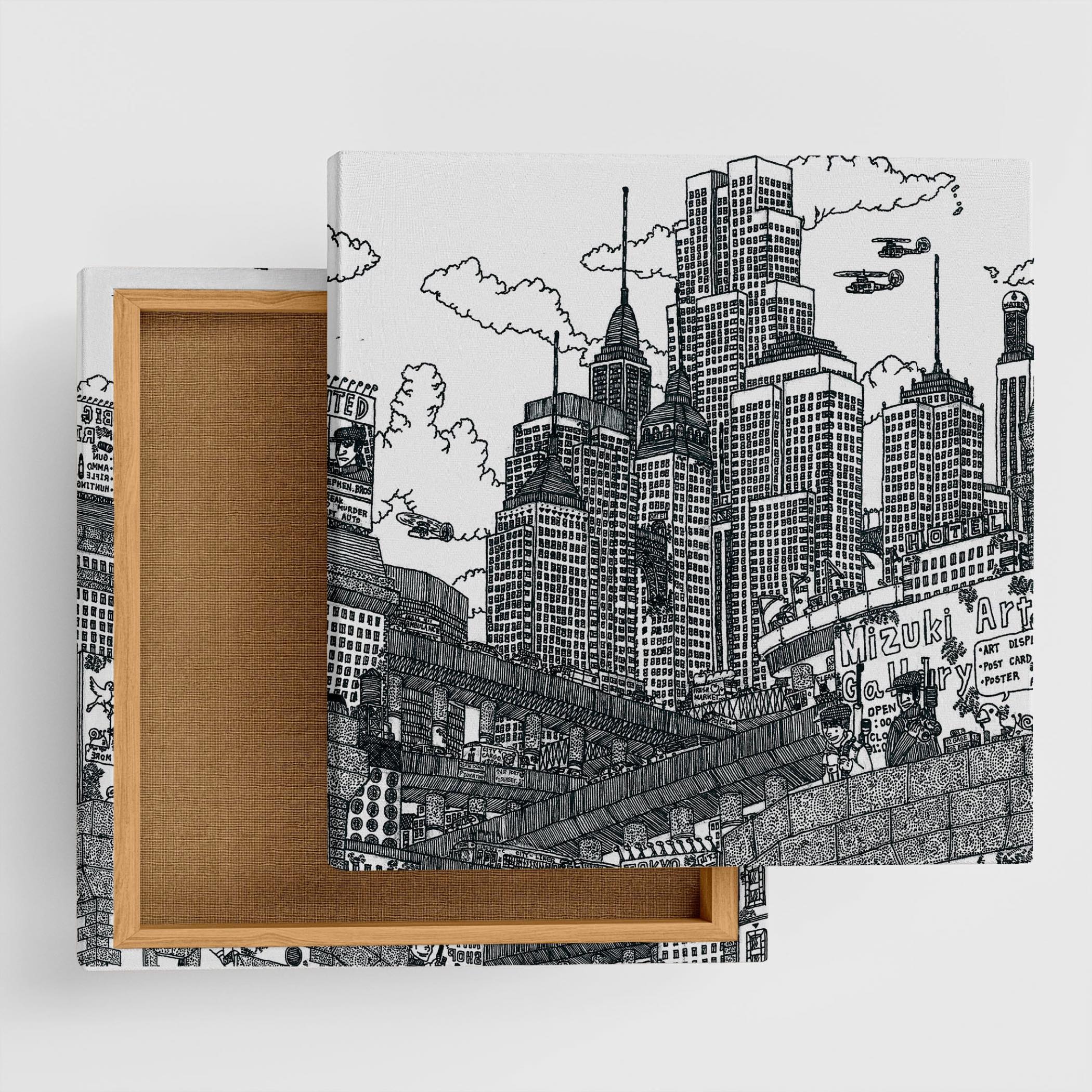 街並みイラストのアートボード インテリア 雑貨 mzk-0001 – ArtDeli