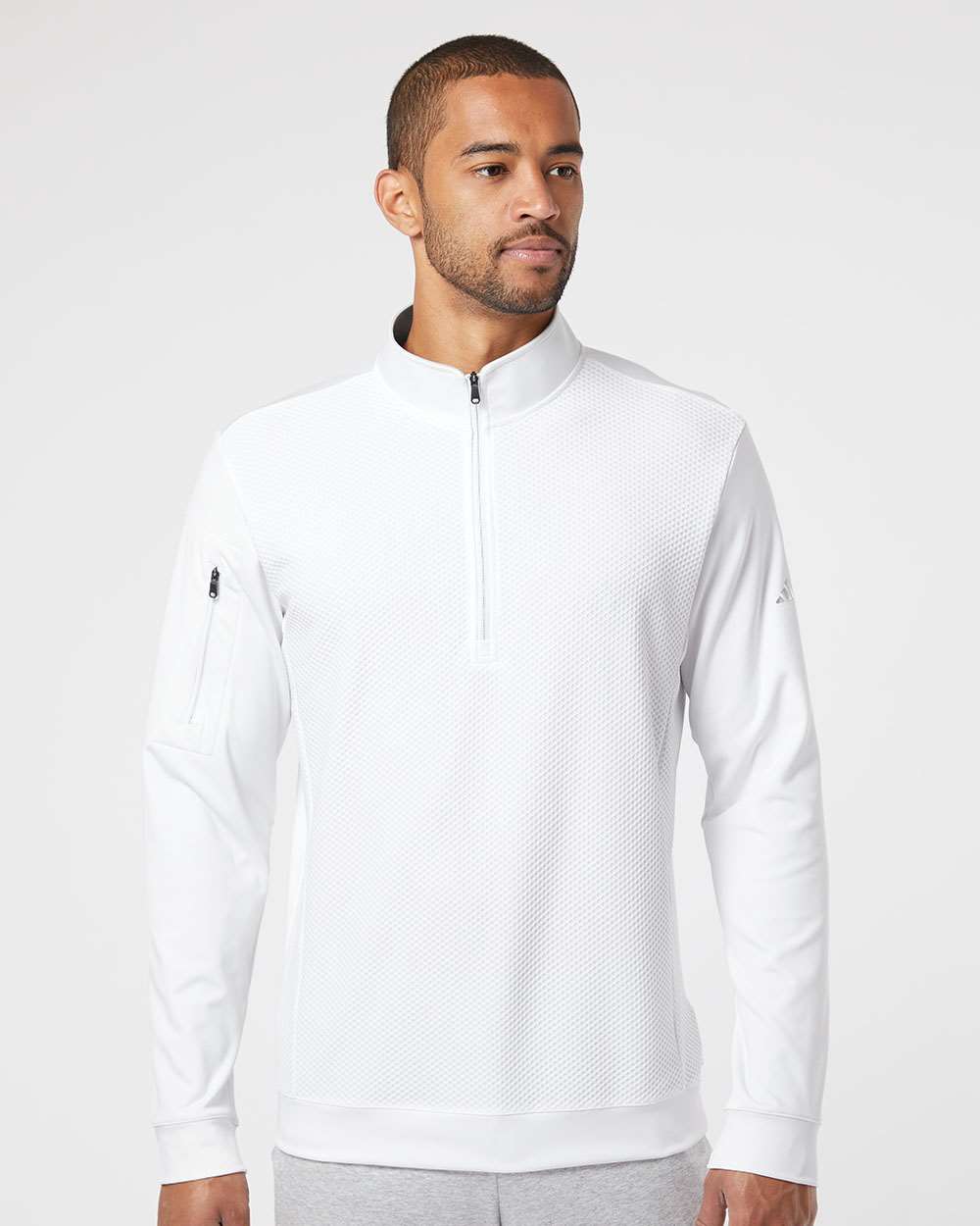 Adidas A295 - Men's Textured Quarter-Zip Pullover