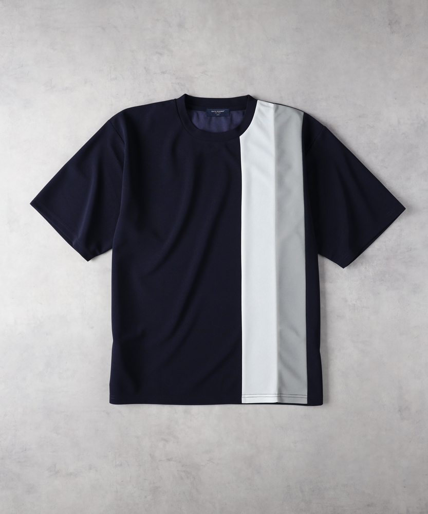 ジョーゼット縦切替えデザインTシャツ(M ブラック): トップス｜Right