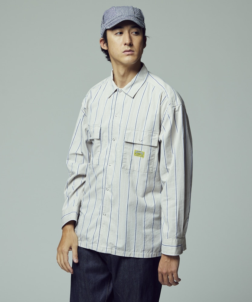 ストライプワークシャツ メンズ(M ベージュ): トップス｜Right-on公式