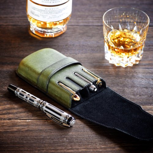 4本挿し万年筆ケース カラーオーダー - ショップ 革小物 yoshii 筆箱