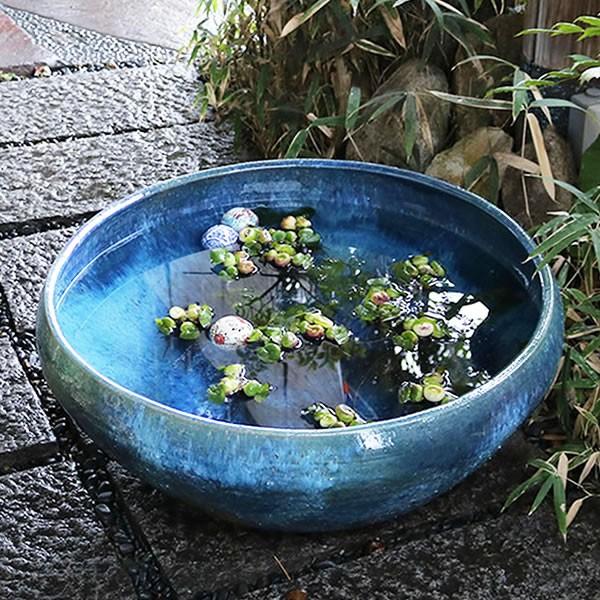 睡蓮鉢 陶器製 アンティーク 大型 水鉢 最新 火鉢 メダカ鉢 金 睡蓮鉢