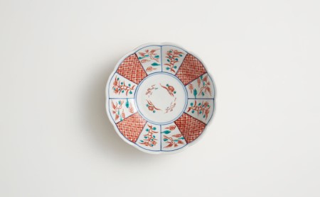 九谷焼 13.5号飾り壷「赤絵小紋割取」佐野青葉作 共箱入り 九谷焼 13.5