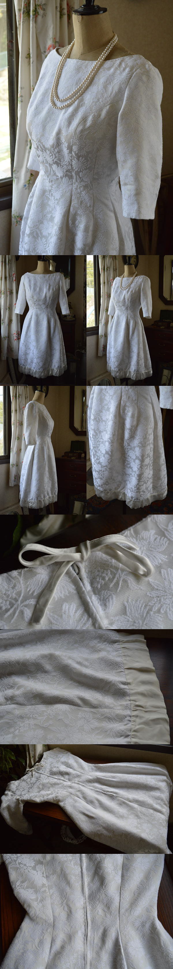 B1006 フランスアンティークウェディングドレス コットン＆サテン