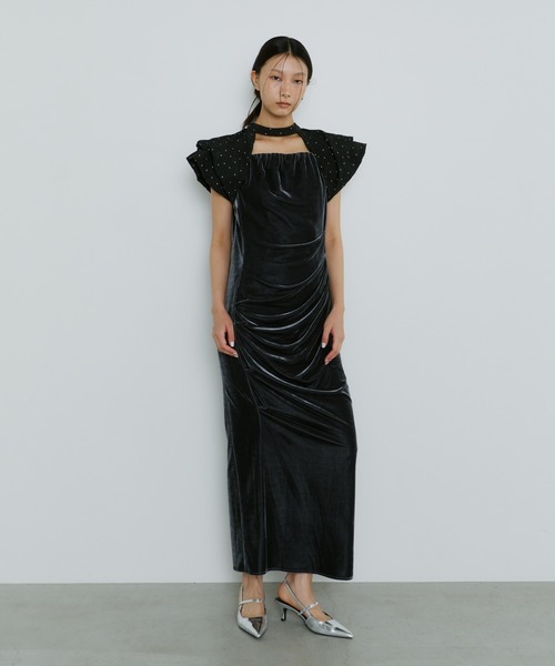 セール】ドレープベロアドレス / drape velour dress（ドレス