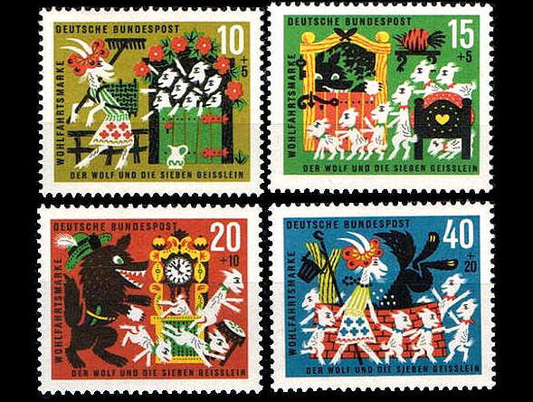 2289 外国切手 ドイツ切手 1963年グリム童話等 シリーズ9組36種新品