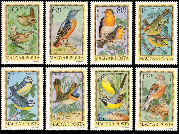 日本の古切手 小さな鳥たち その2 9枚 日本の古切手 小さな鳥たち その