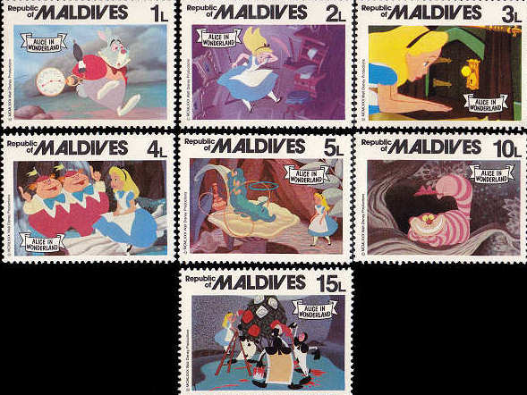 ディズニー 不思議の国のアリス、チェシャ猫など（モルディブ 1980年