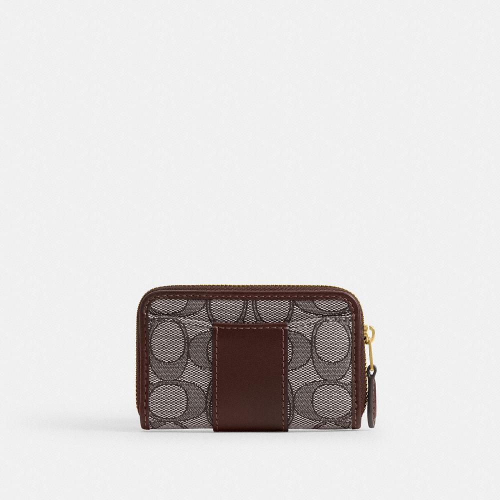 COACH® | Essential Small Zip Around Card Case In Crystal Signature
