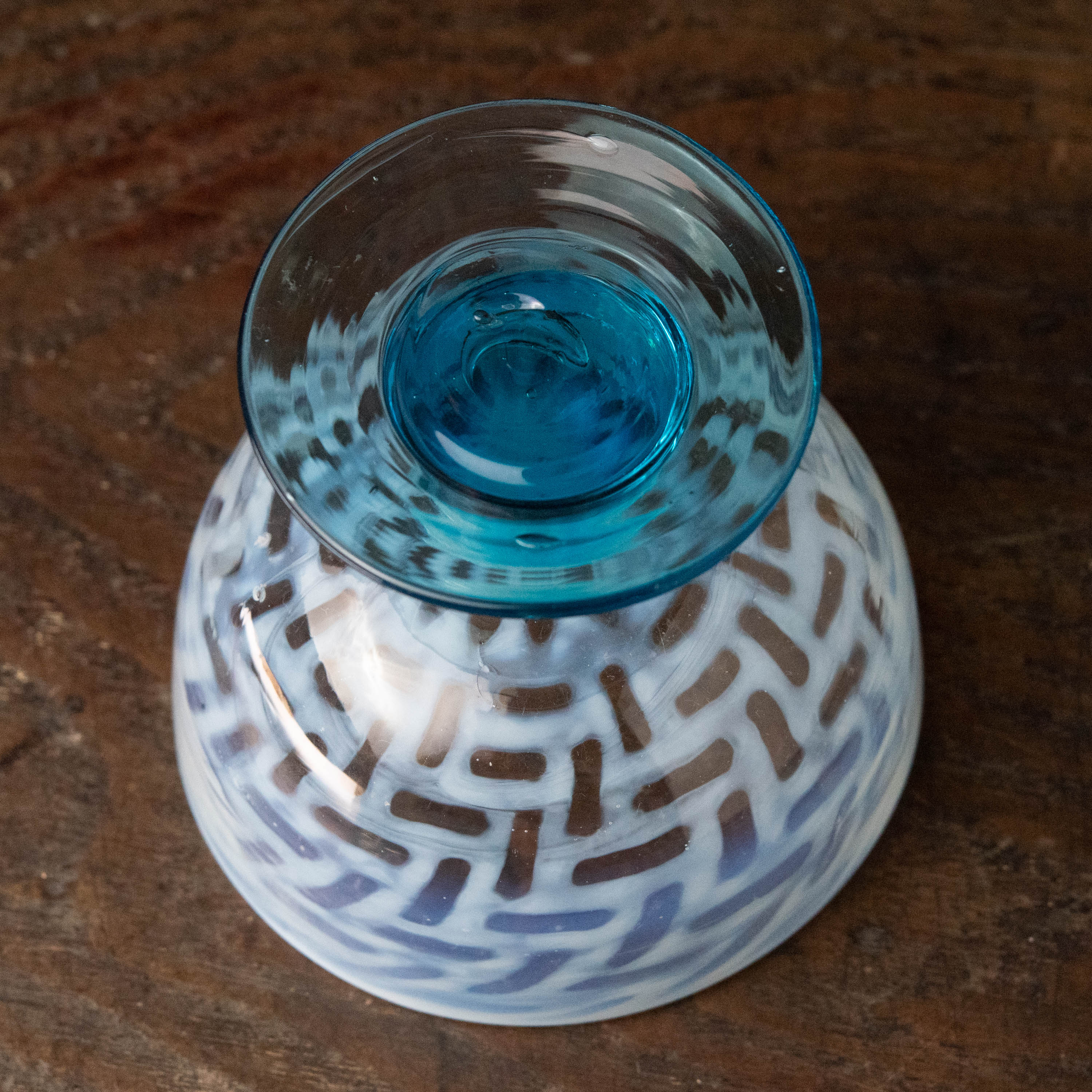 骨董 時代ガラス 超希少 花象嵌 反り口碗型 氷鉢 氷コップ 1