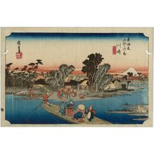 歌川広重による浮世絵「Kawasaki, Rokugo watashi-bune 川崎六郷渡舟