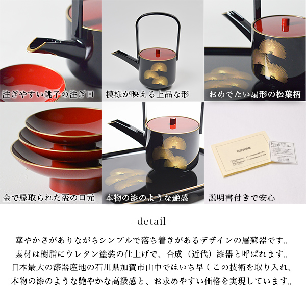 屠蘇器／とそき 奏松紋 屠蘇散・銚子飾り・食用金箔セット / お正月