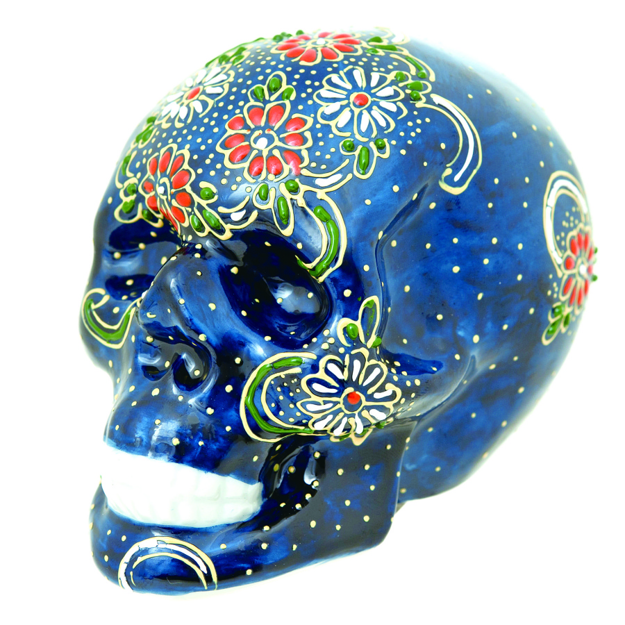 希少 京焼 野晒し髑髏 ドクロ 在銘 置物 陶器 昭和 骨董 珍品 レア