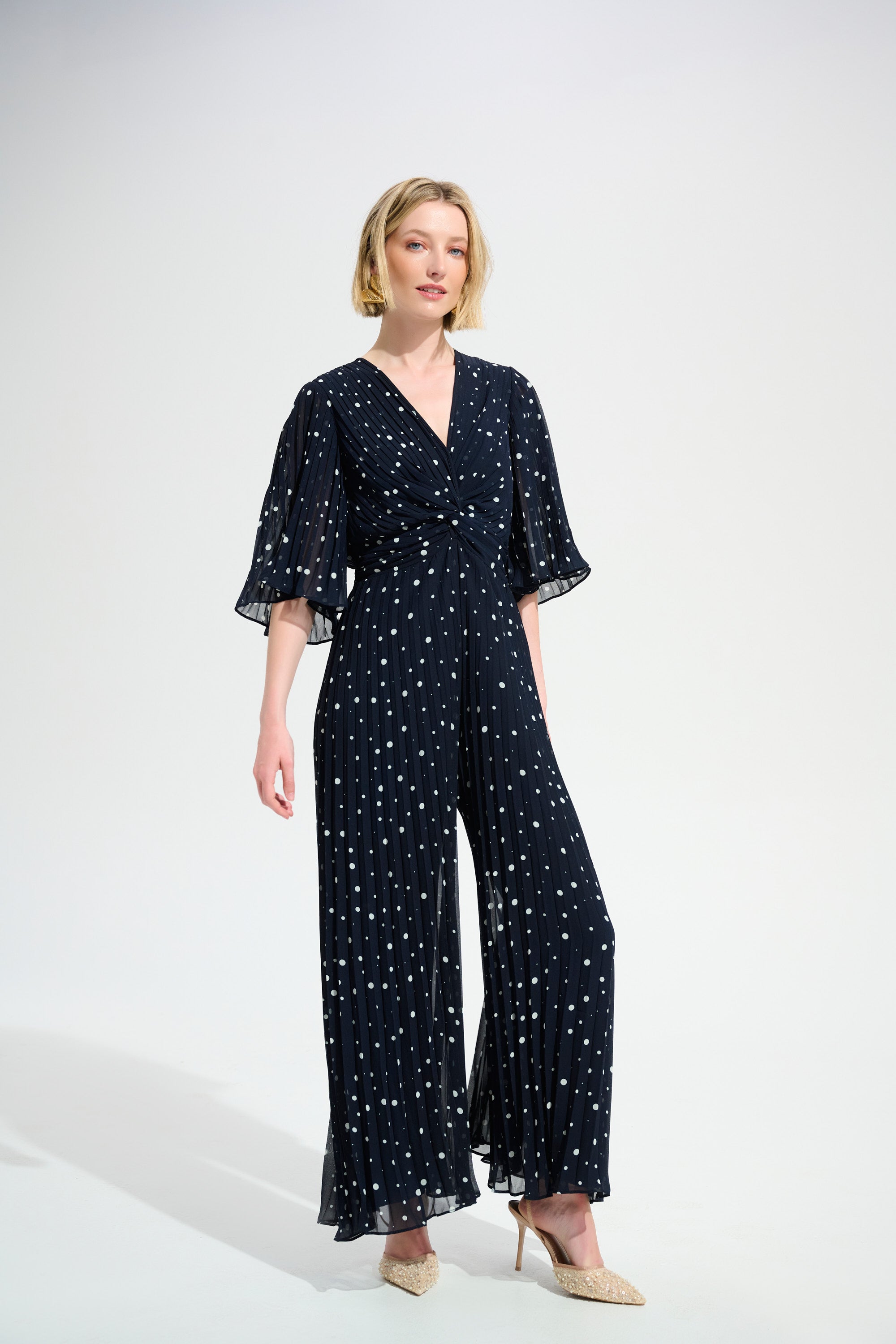 Joseph Ribkoff Dot Print Wide Leg Jumpsuit Style 261756 – DECABANA
