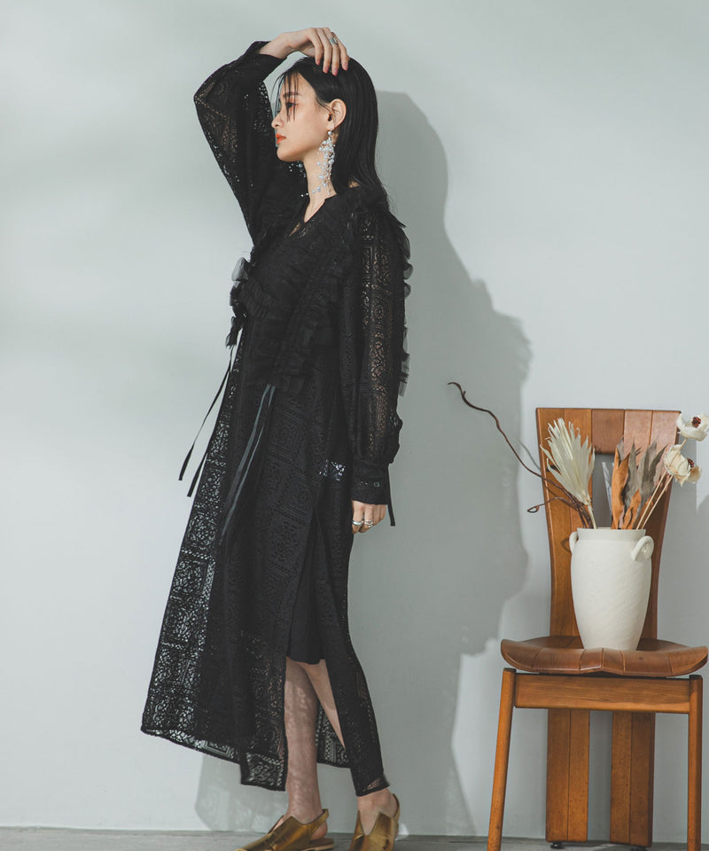 クロシェレースボリュームスリーブロングワンピース – レディース