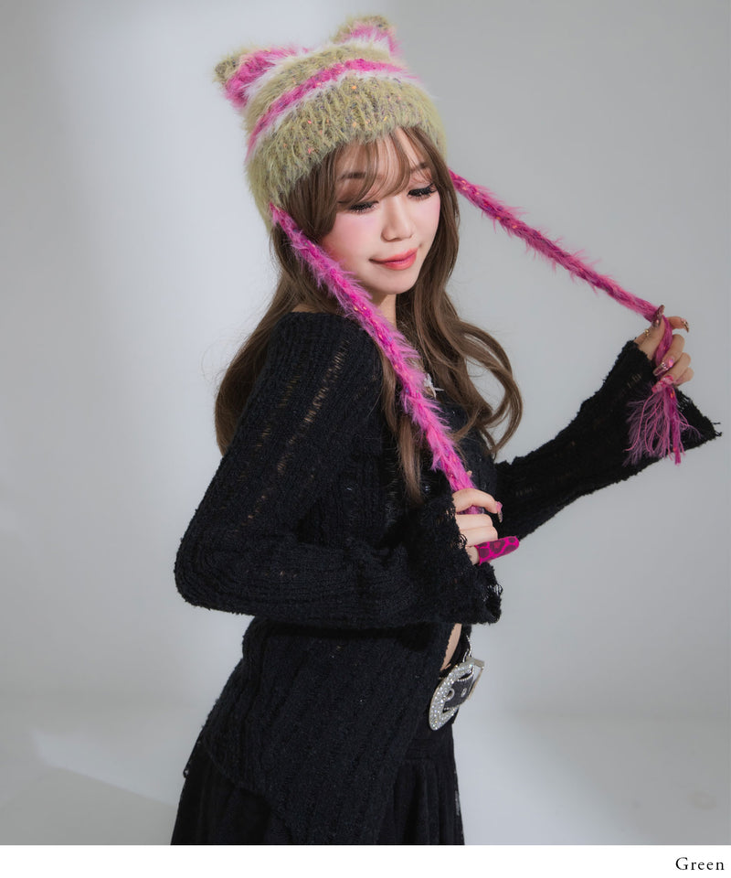 カラフル猫ボーダーニット帽 – レディースファッション通販の夢展望