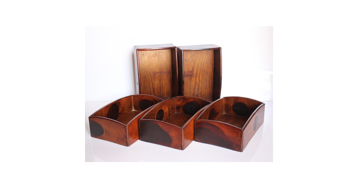 松生節/松節の煙草盆箱 5個1組 J2452｜骨董店 のびる 古美術 骨董 和風