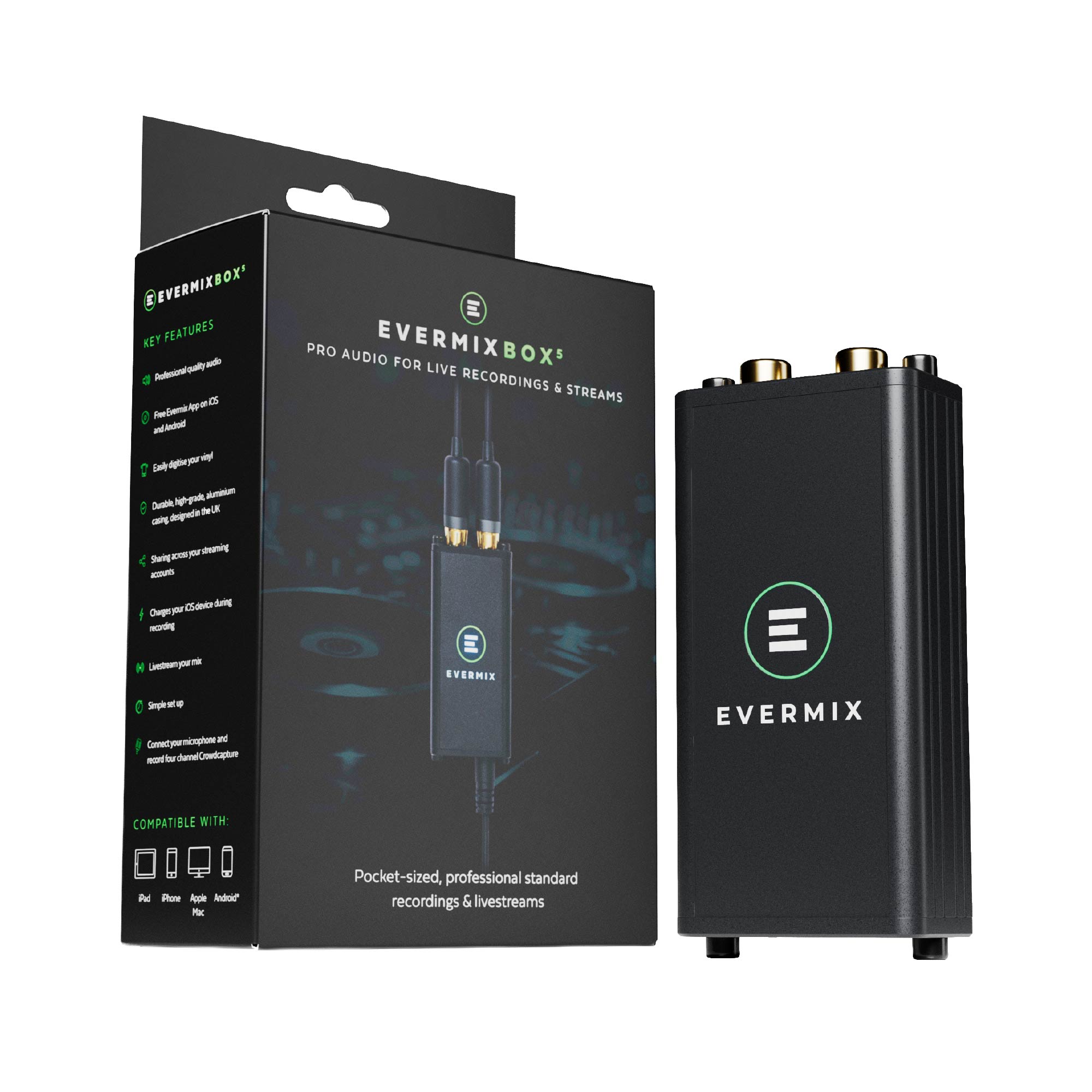 Evermix Box5 - Pro Audio Interface for Recording and Streaming