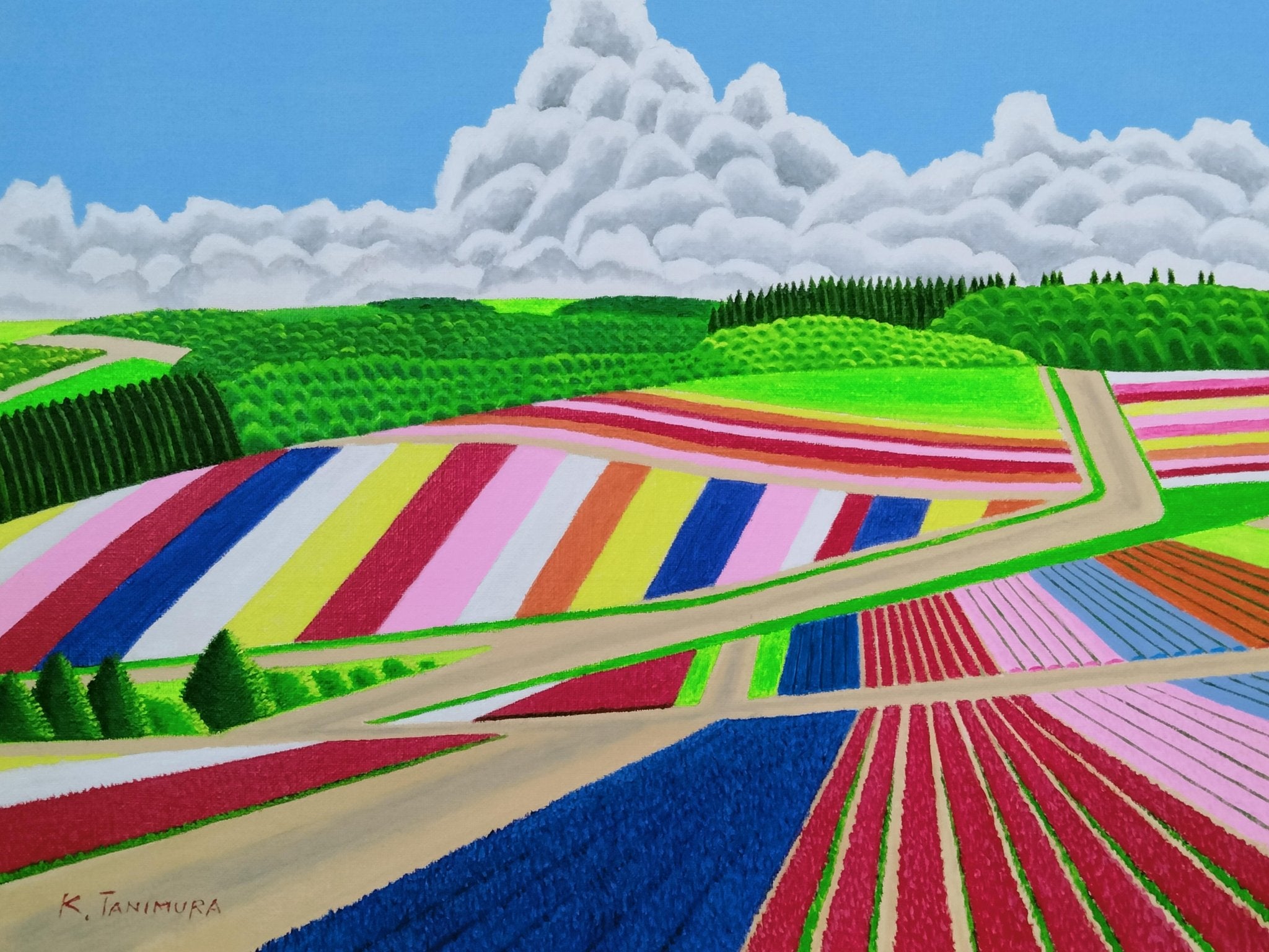 油彩画 美瑛の丘