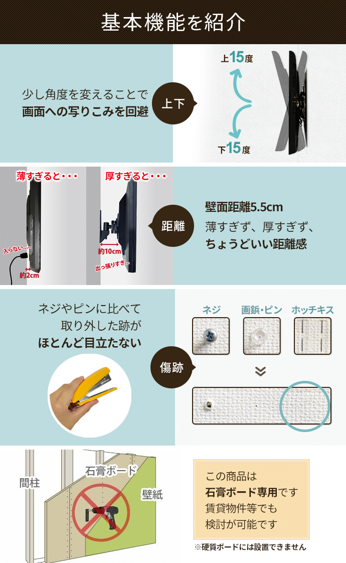 壁美人TI100 Sサイズ ブラック 取扱説明書付き TVセッター壁美人TI100