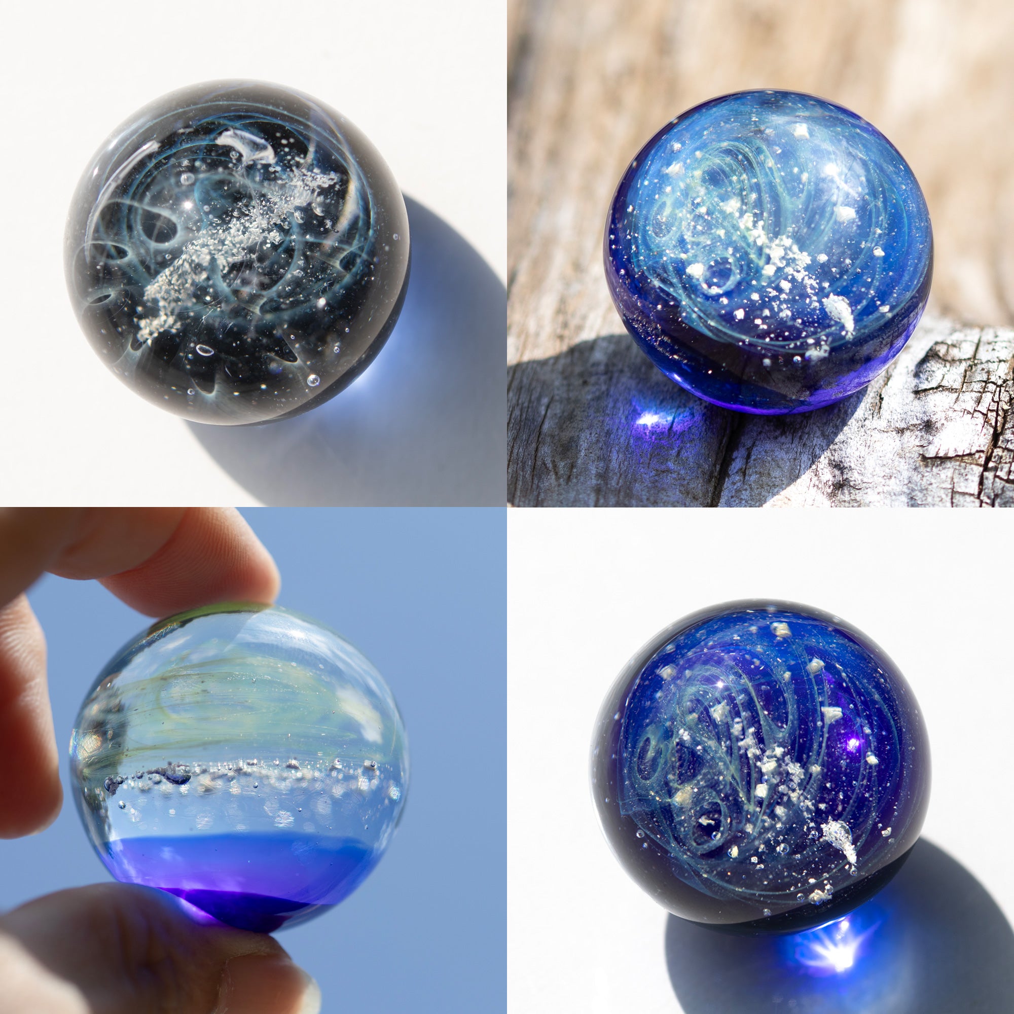 ガラスで包む遺骨の宇宙オブジェ 球体 直径約35mm 故人様 手元供養