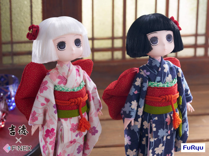 日本人形セット 赤と青の着物 日本人形セット 赤と青の着物 日本人形