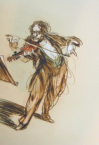 クロードワイズバッシュ リトグラフ サイン入り バイオリン 絵