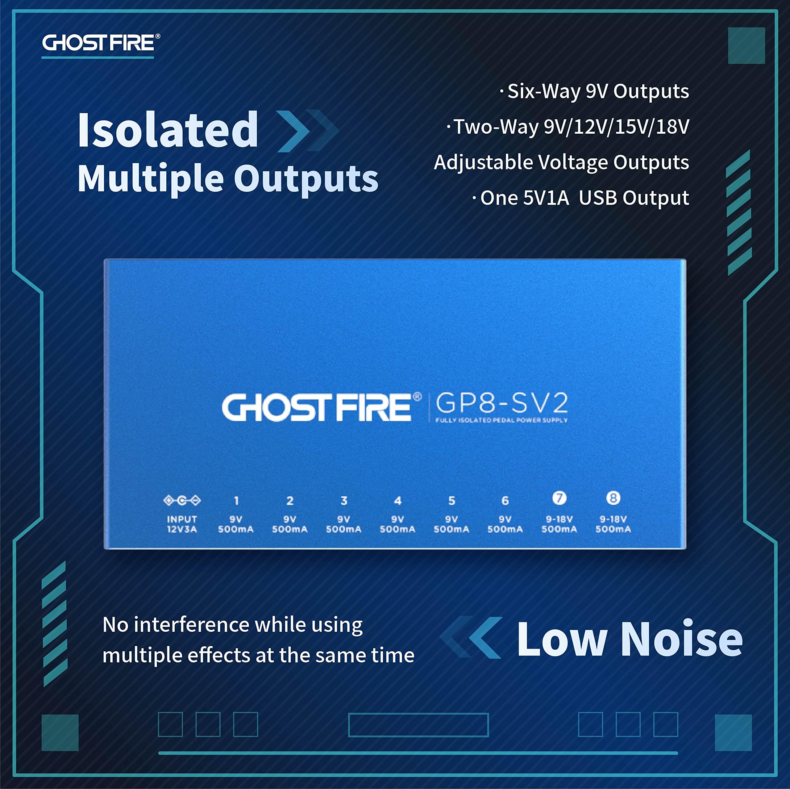 GHOST FIRE Pedal Power Supply with 8 DC Outputs [TRUELY FULLY