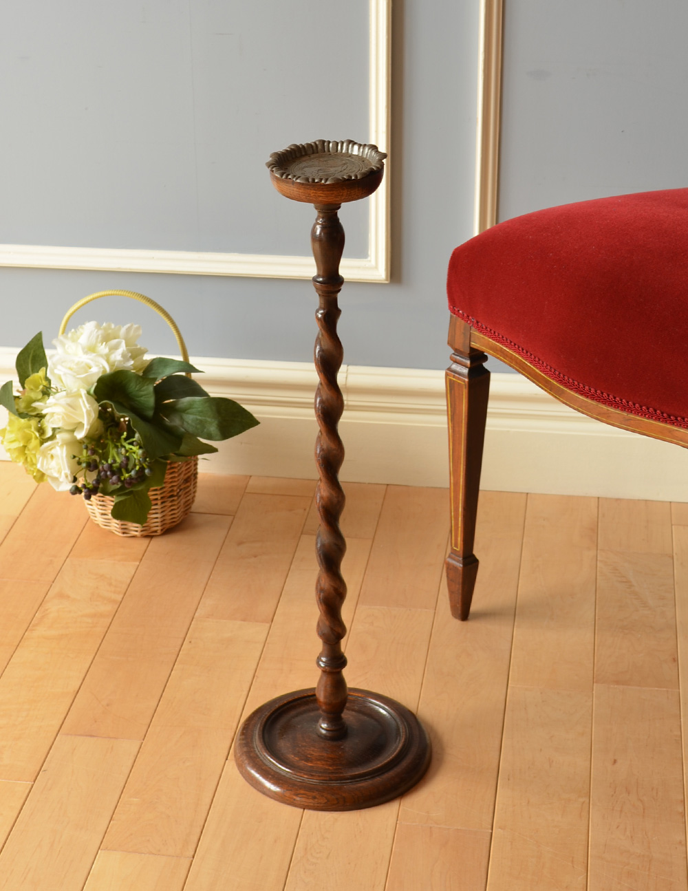 英国アンティーク木製スモーカーズスタンド/灰皿アシュトレイ/タバコ