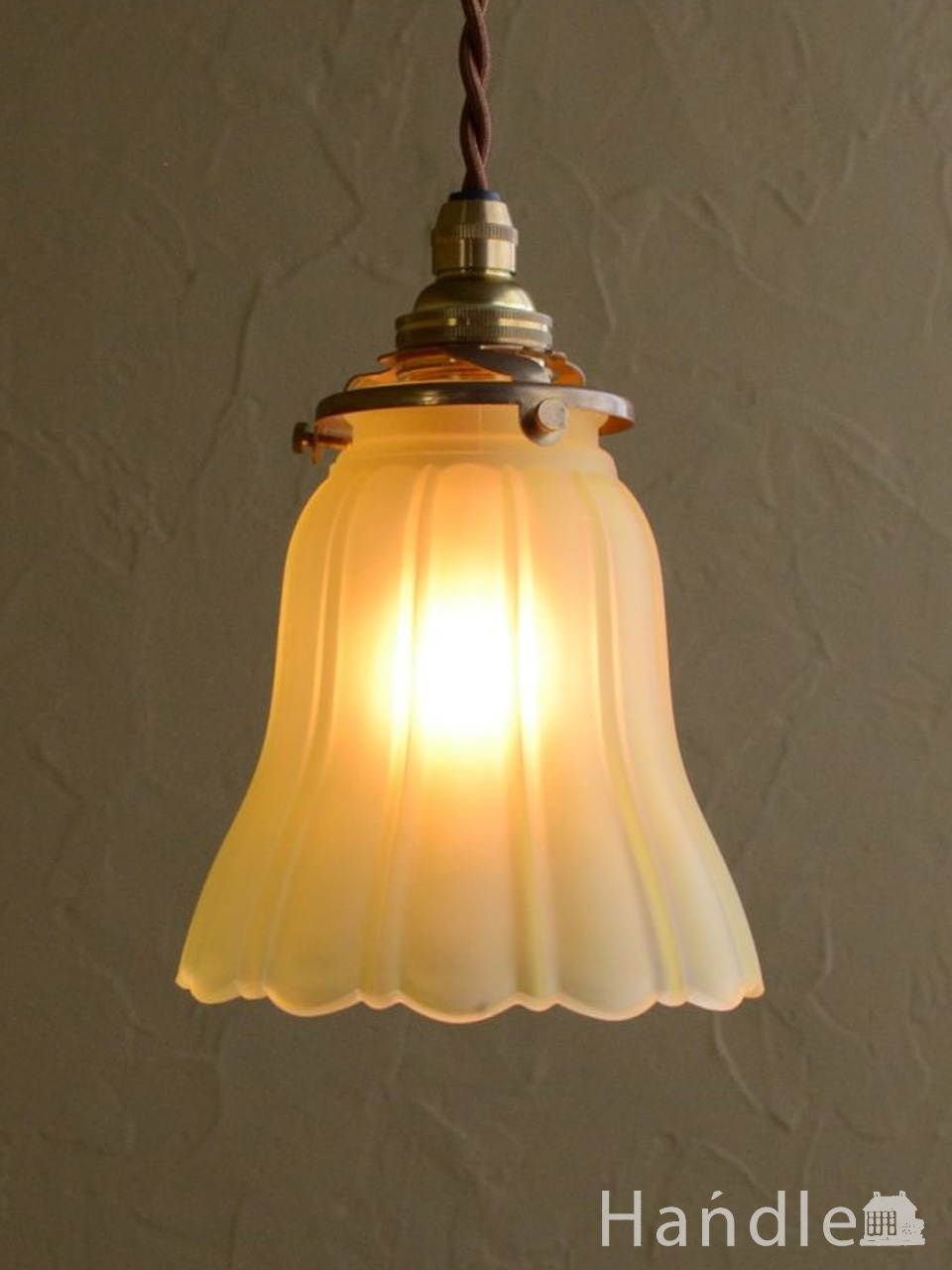 昭和レトロ商品）山田照明 フラワーモチーフペンダントライト （ガラス