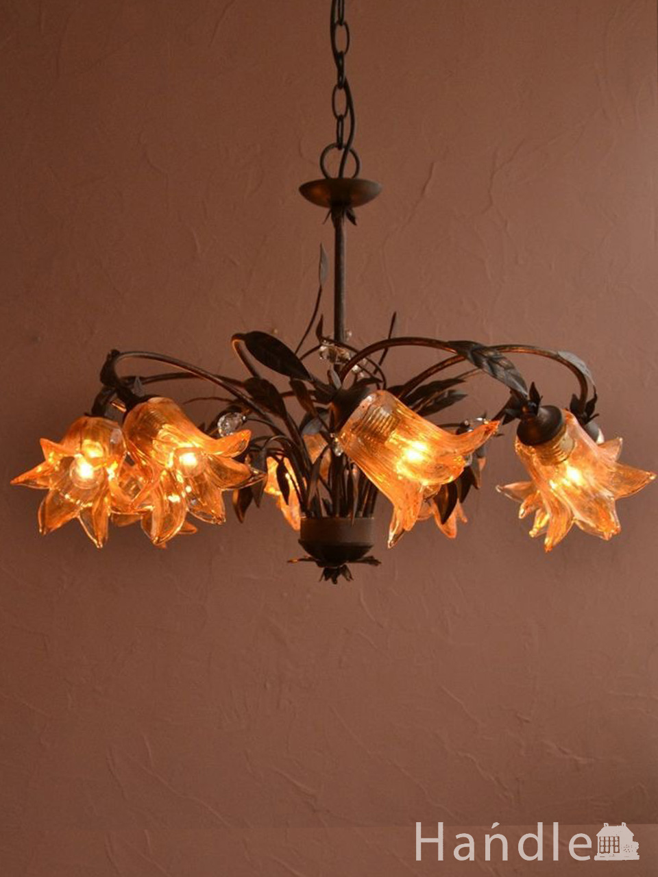 フラワーモチーフ アンティーク ヴィンテージ シャンデリア 6灯