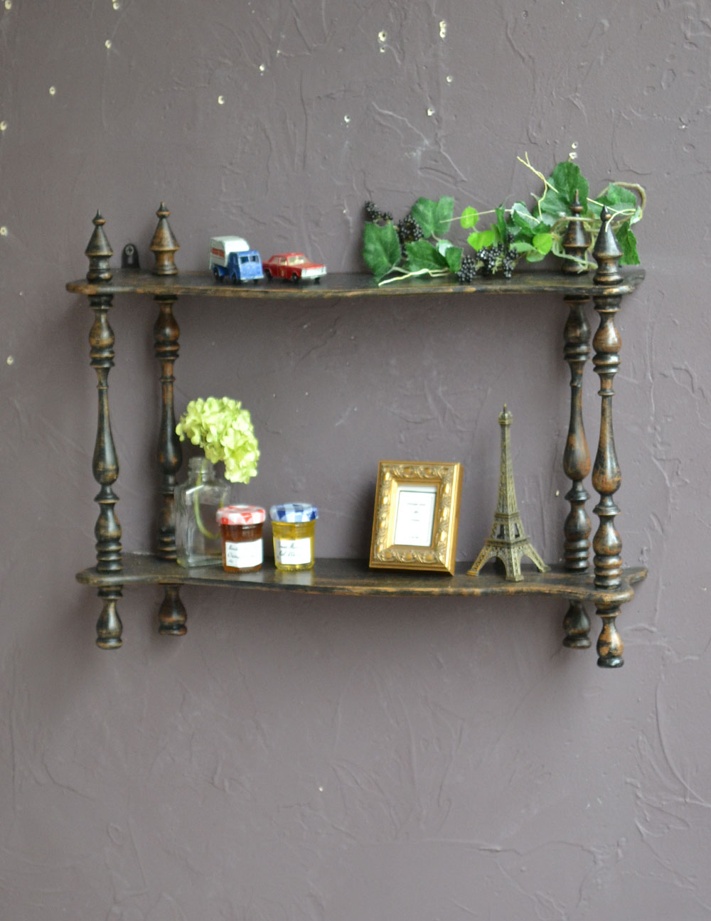 フランスアンティーク ナポレオン3世ウォールシェルフ（ブラック）(m