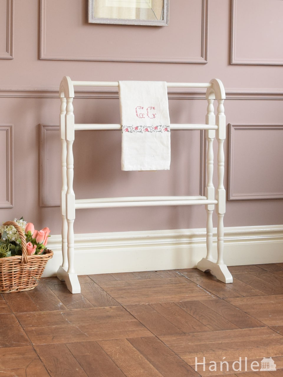 英国アンティーク◇古木スタンドタオルハンガー/ラック/洋服掛け/洗濯