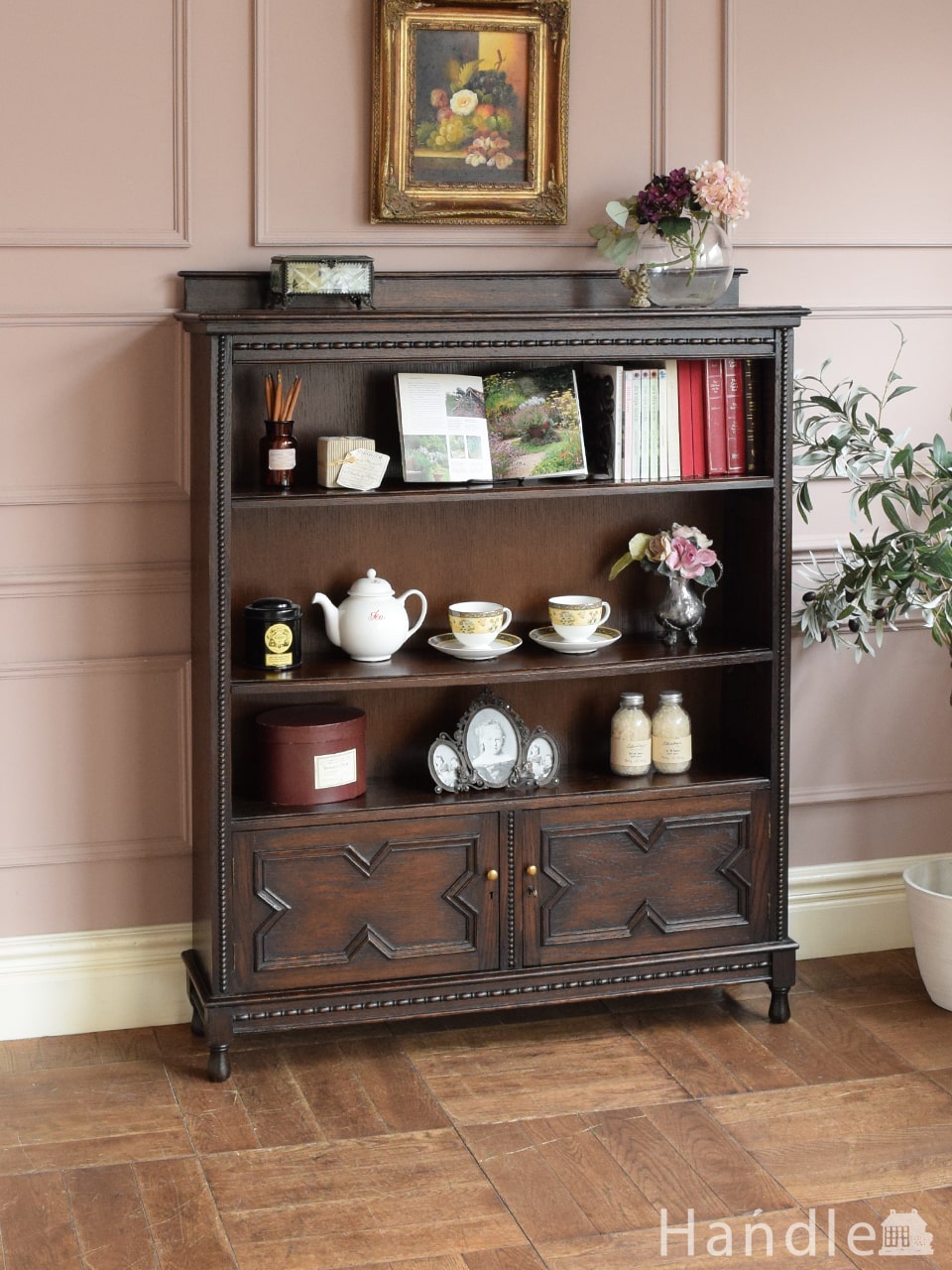 英国アンティークJC製コーナーキャビネット/ディスプレイ棚/食器棚(91