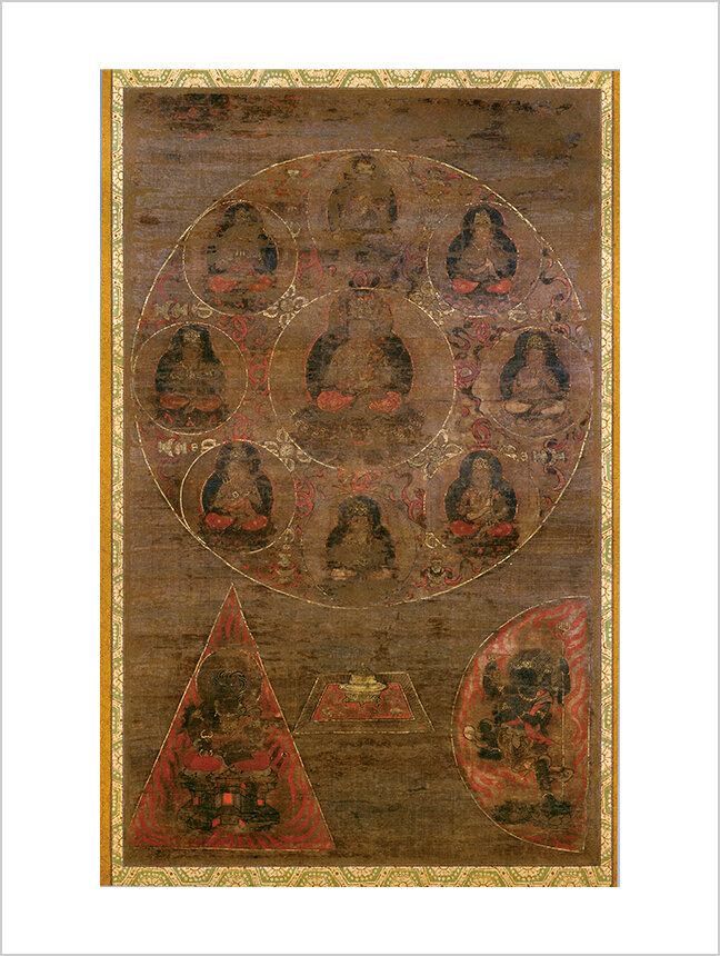 密教仏画 金剛界系曼荼羅図 祖師像付 仏教掛軸 寺院様式 密教仏画 金剛