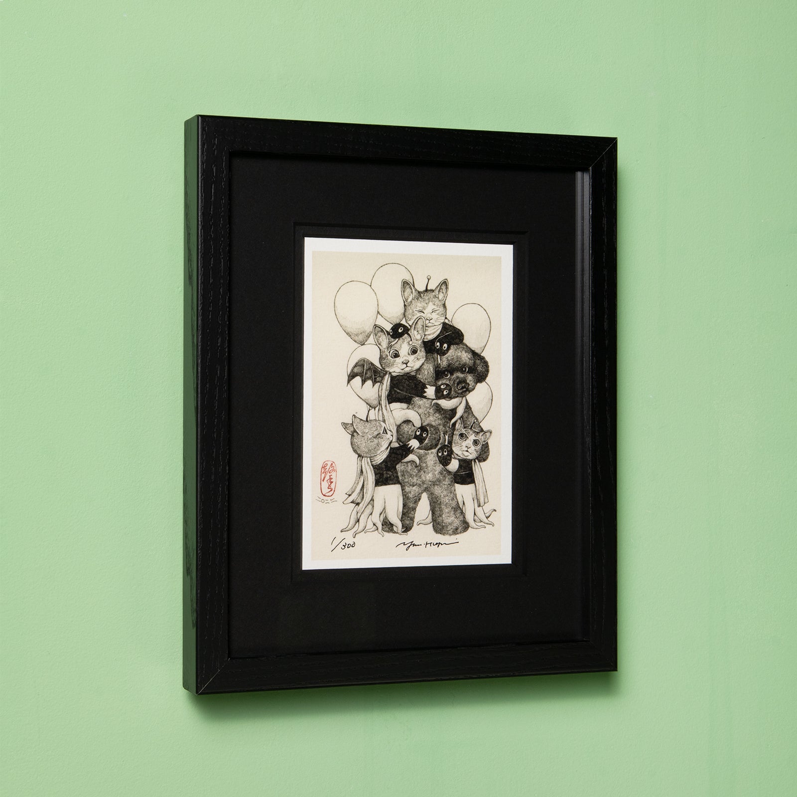 貴重❕ヒグチユウコ 完売品複製画 まねきニャンコ みそまる