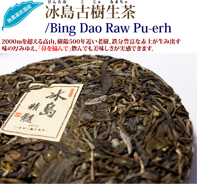 冰島古樹生茶 プーアル茶 : お茶の専門店HOJO