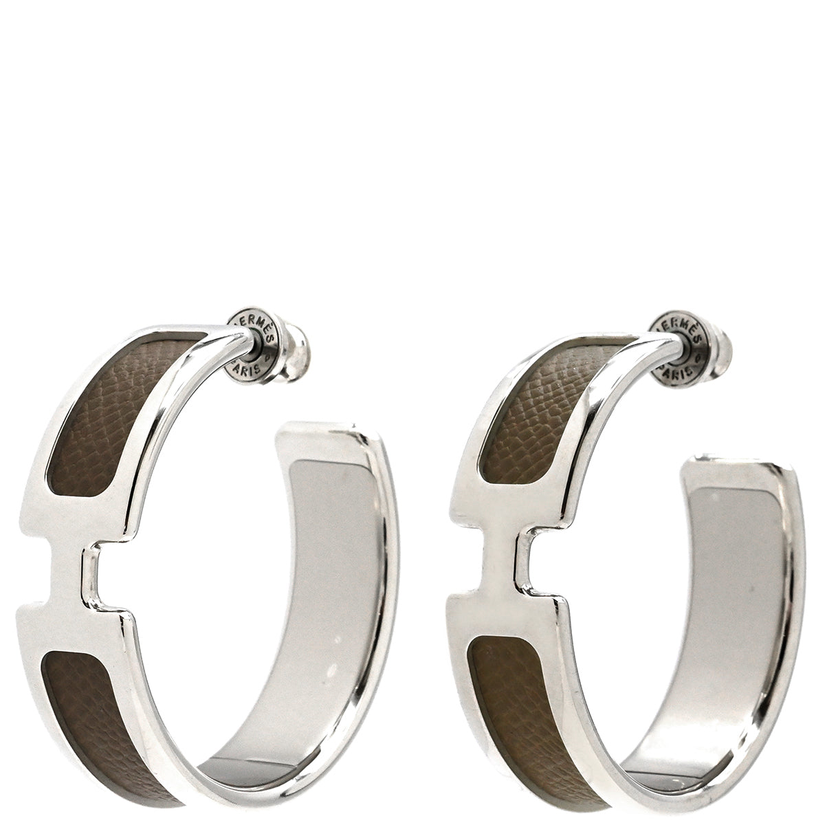 エルメス HERMES オランプ エトゥープ ヴォーエプソン メタル ピアス
