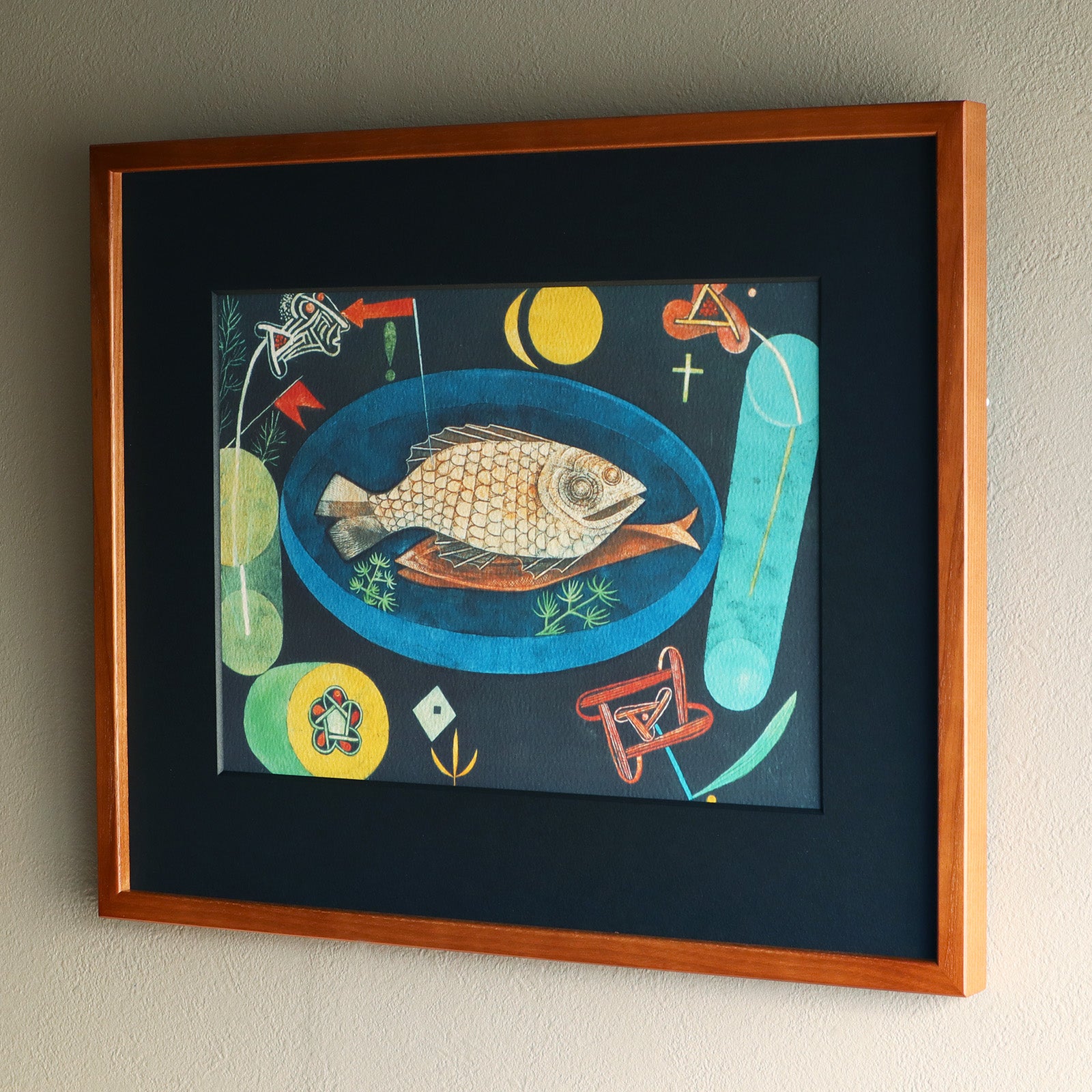 パウル・クレー「魚を巡って」アートポスター（フレーム付き） / Paul