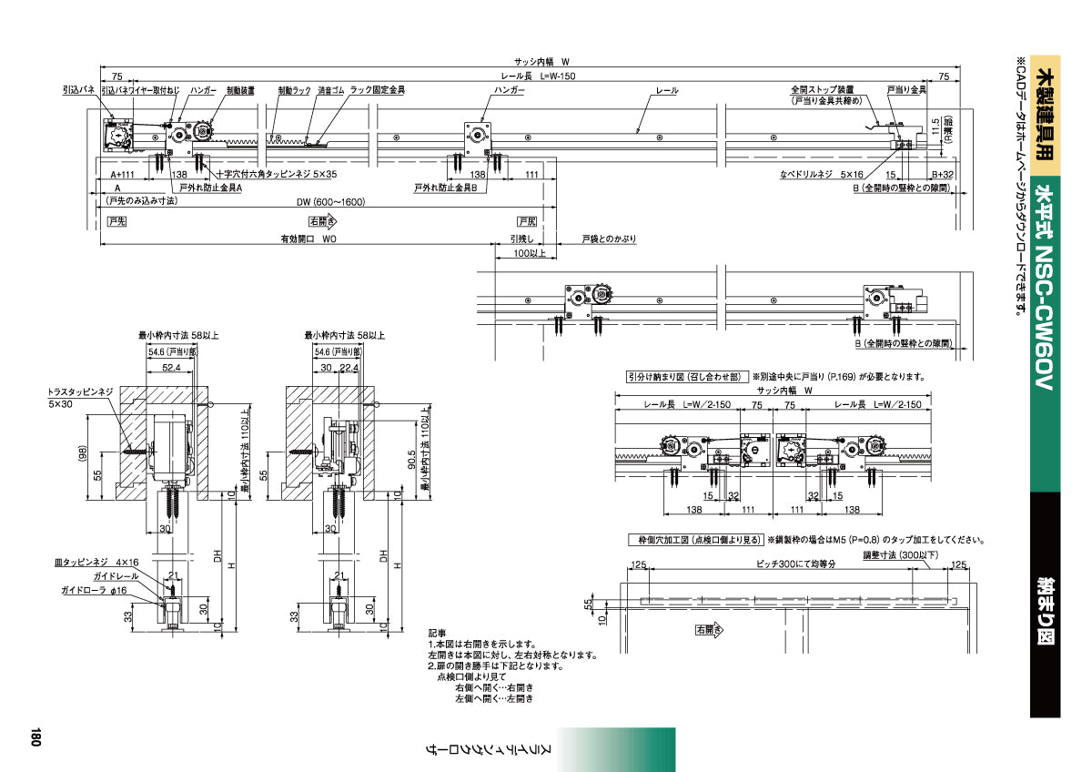 NSC-CW60V-22 / NSC-CW60V-31（水平式・木製軽量建具用