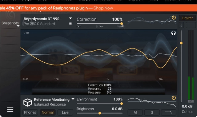 dSONIQ Realphones 2.0 | Headphone mixing plugin | Updated sound