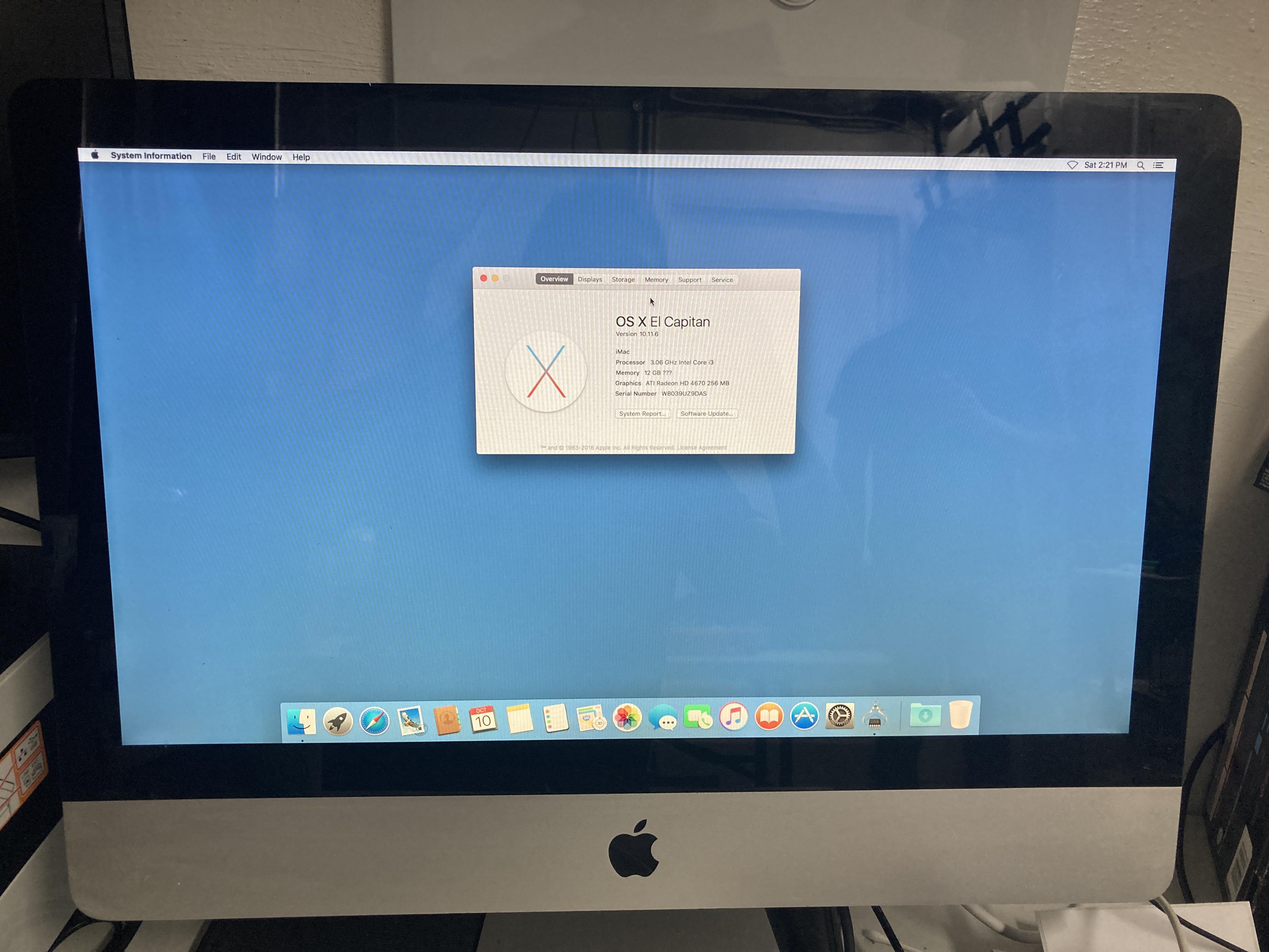 iMac mid2010 21.5 12GB 500GB SSD apple