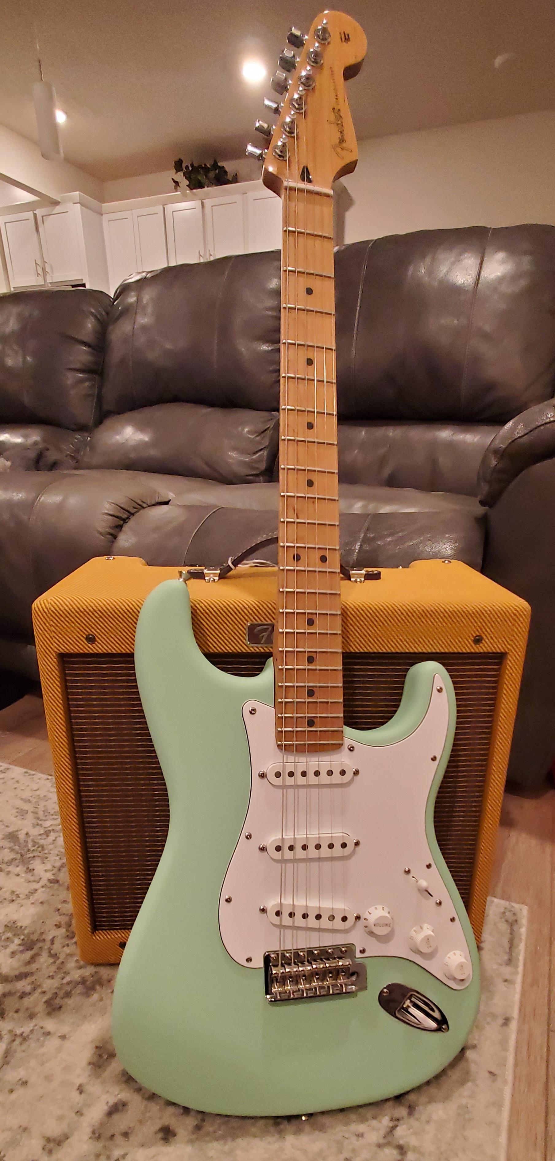 fender Japan ST-57 surf green エフェクター付き