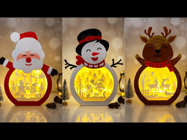 How to make Santa Claus, Reindeer, Snowman Shadow Box - Merry