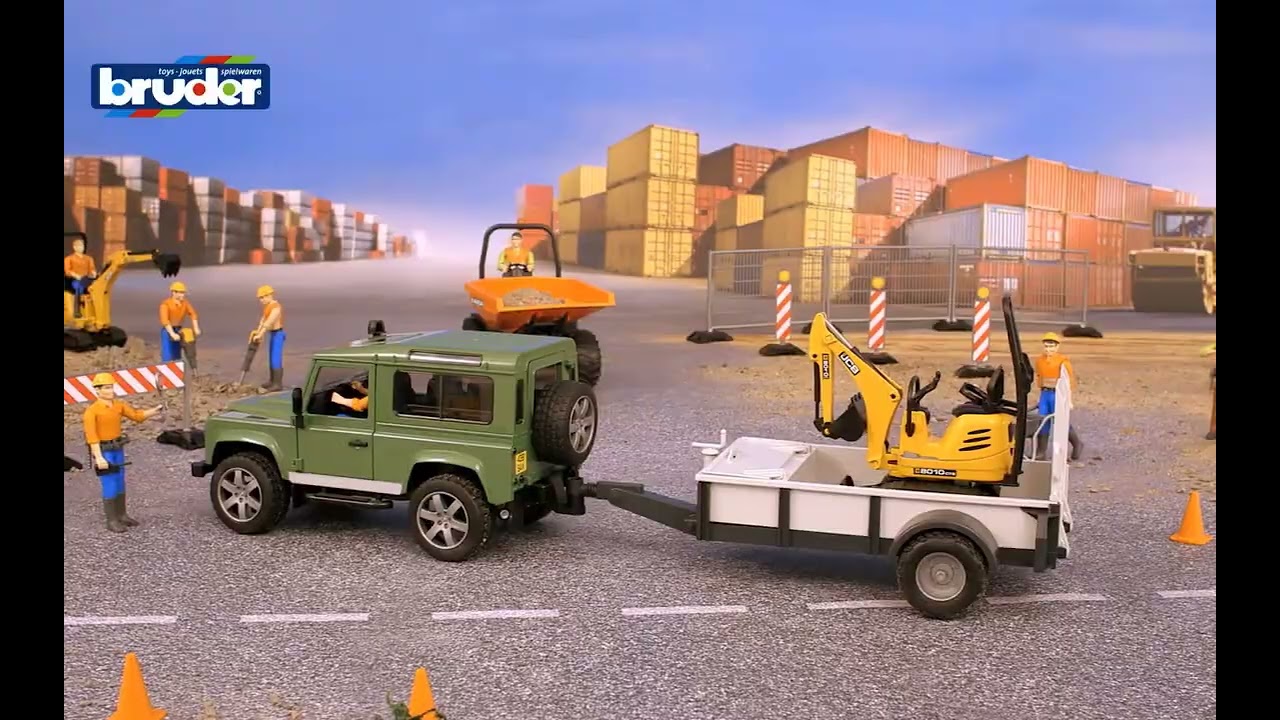 Land Rover Def.ワゴン & JCBショベル牽引セット（フィギュア付き