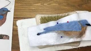 ◇誰でも簡単◇羊毛フェルトで作る 青い鳥のブローチ♪ full version