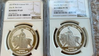 NGC鑑定PF69】ウナとライオン 2019 イギリス領 ヴァージン諸島 1オンス